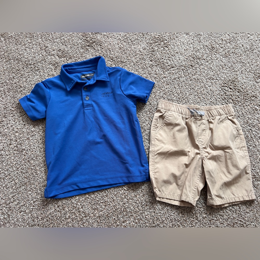 Eddie Bauer boys collared blue matching outfit set 4T B1G1 50% off